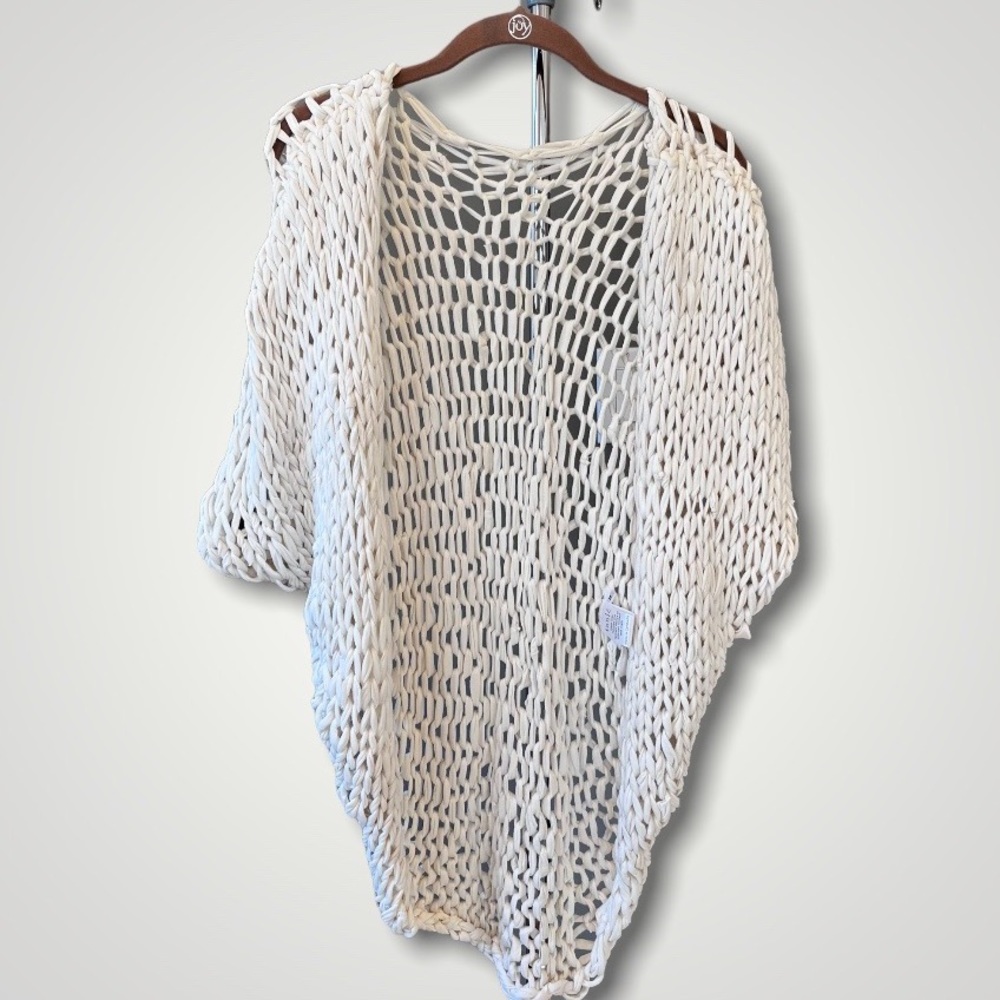 Tonle Boho Geometric Open Lace Crochet Shrug Cardigan recycled fibers